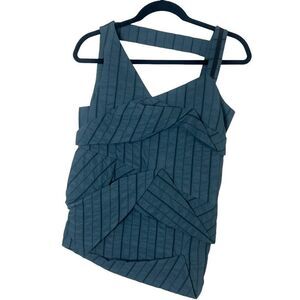 Asymmetrical Blue Sleeveless Tank Top